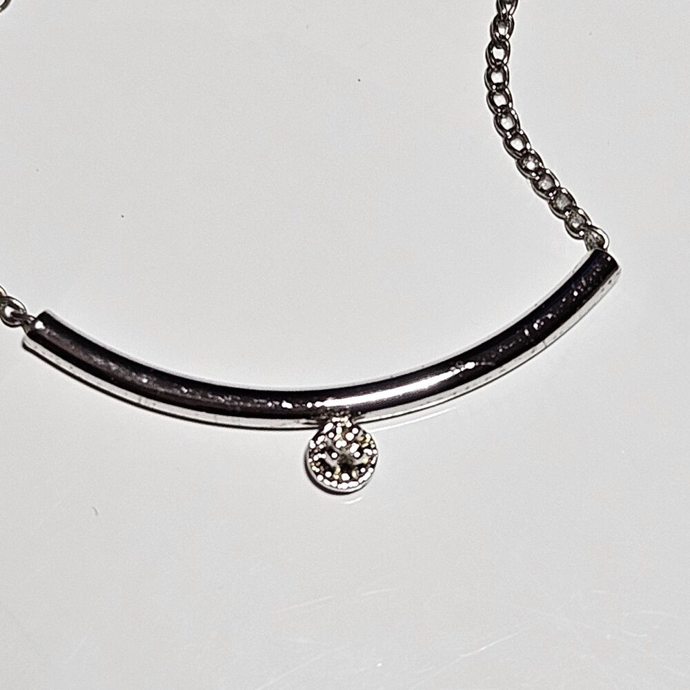 Vintage Signed Amway Artistry Sterling Silver Tiny Diamond Pendant Necklace 14”